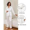 imageEkouaer Satin Lounge Sets for Women 2 Pieces Silk Pajamas Set Long Sleeve Top with Pants Outfits with BeltWhite