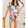 imageEkouaer Womens Silk Satin Pajamas Set Animals Print Pjs Button Down Short Sleeve Lounge Set 2 Piece SleepwearBlue Cat