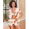 imageEkouaer Womens Silk Satin Pajamas Set Animals Print Pjs Button Down Short Sleeve Lounge Set 2 Piece SleepwearColored Puppy