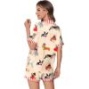imageEkouaer Womens Silk Satin Pajamas Set Animals Print Pjs Button Down Short Sleeve Lounge Set 2 Piece SleepwearColored Puppy