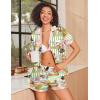 imageEkouaer Womens Silk Satin Pajamas Set Animals Print Pjs Button Down Short Sleeve Lounge Set 2 Piece SleepwearGreen Animals