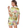 imageEkouaer Womens Silk Satin Pajamas Set Animals Print Pjs Button Down Short Sleeve Lounge Set 2 Piece SleepwearGreen Animals