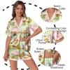 imageEkouaer Womens Silk Satin Pajamas Set Animals Print Pjs Button Down Short Sleeve Lounge Set 2 Piece SleepwearGreen Animals