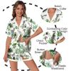 imageEkouaer Womens Silk Satin Pajamas Set Animals Print Pjs Button Down Short Sleeve Lounge Set 2 Piece SleepwearNatural Animals