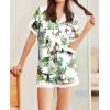 imageEkouaer Womens Silk Satin Pajamas Set Animals Print Pjs Button Down Short Sleeve Lounge Set 2 Piece SleepwearNatural Animals
