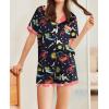 imageEkouaer Womens Silk Satin Pajamas Set Animals Print Pjs Button Down Short Sleeve Lounge Set 2 Piece SleepwearNavy Blue Mermaid