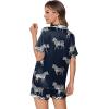 imageEkouaer Womens Silk Satin Pajamas Set Animals Print Pjs Button Down Short Sleeve Lounge Set 2 Piece SleepwearNavy Blue Zebra