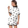 imageEkouaer Womens Silk Satin Pajamas Set Animals Print Pjs Button Down Short Sleeve Lounge Set 2 Piece SleepwearPanda