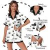 imageEkouaer Womens Silk Satin Pajamas Set Animals Print Pjs Button Down Short Sleeve Lounge Set 2 Piece SleepwearPanda