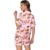 imageEkouaer Womens Silk Satin Pajamas Set Animals Print Pjs Button Down Short Sleeve Lounge Set 2 Piece SleepwearPink Swan