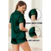 imageEkouaer Womens Silk Satin Pajamas Set Short Sleeve Pj Sets Button Down Pjs 2 Piece Sleepwear Loungewear SXXLDark Green