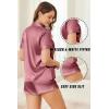 imageEkouaer Womens Silk Satin Pajamas Set Short Sleeve Pj Sets Button Down Pjs 2 Piece Sleepwear Loungewear SXXLDark Pink