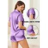 imageEkouaer Womens Silk Satin Pajamas Set Short Sleeve Pj Sets Button Down Pjs 2 Piece Sleepwear Loungewear SXXLLavender Purple