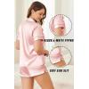 imageEkouaer Womens Silk Satin Pajamas Set Short Sleeve Pj Sets Button Down Pjs 2 Piece Sleepwear Loungewear SXXLLight Pink