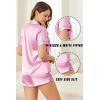 imageEkouaer Womens Silk Satin Pajamas Set Short Sleeve Pj Sets Button Down Pjs 2 Piece Sleepwear Loungewear SXXLLight Rose