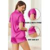 imageEkouaer Womens Silk Satin Pajamas Set Short Sleeve Pj Sets Button Down Pjs 2 Piece Sleepwear Loungewear SXXLRose Red