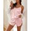 imageEkouaer Satin Pajama Sets for Women 2 Piece Silky Cami Pj Set Soft Nightwear Lingerie Sleepwear Set SXXLLight Pink