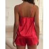imageEkouaer Satin Pajama Sets for Women 2 Piece Silky Cami Pj Set Soft Nightwear Lingerie Sleepwear Set SXXLRed