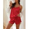 imageEkouaer Satin Pajama Sets for Women 2 Piece Silky Cami Pj Set Soft Nightwear Lingerie Sleepwear Set SXXLRed