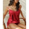 imageEkouaer Satin Pajama Sets for Women 2 Piece Silky Cami Pj Set Soft Nightwear Lingerie Sleepwear Set SXXLRed