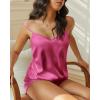 imageEkouaer Satin Pajama Sets for Women 2 Piece Silky Cami Pj Set Soft Nightwear Lingerie Sleepwear Set SXXLRose Red