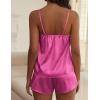 imageEkouaer Satin Pajama Sets for Women 2 Piece Silky Cami Pj Set Soft Nightwear Lingerie Sleepwear Set SXXLRose Red