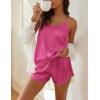 imageEkouaer Satin Pajama Sets for Women 2 Piece Silky Cami Pj Set Soft Nightwear Lingerie Sleepwear Set SXXLRose Red