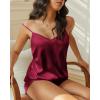 imageEkouaer Satin Pajama Sets for Women 2 Piece Silky Cami Pj Set Soft Nightwear Lingerie Sleepwear Set SXXLWine Red