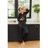imageEkouaer Silk Pajamas Striped Animal Print Satin Pj Sets Button Down Long Sleeve Silky Pjs Sleepwear Loungewear for WomenBlack