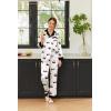 imageEkouaer Silk Pajamas Striped Animal Print Satin Pj Sets Button Down Long Sleeve Silky Pjs Sleepwear Loungewear for WomenBlack and White Panda
