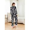 imageEkouaer Silk Pajamas Striped Animal Print Satin Pj Sets Button Down Long Sleeve Silky Pjs Sleepwear Loungewear for WomenBlack and White Snow Leopard
