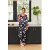 imageEkouaer Silk Pajamas Striped Animal Print Satin Pj Sets Button Down Long Sleeve Silky Pjs Sleepwear Loungewear for WomenBlue Constellation