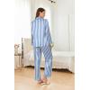 imageEkouaer Silk Pajamas Striped Animal Print Satin Pj Sets Button Down Long Sleeve Silky Pjs Sleepwear Loungewear for WomenBlue and White Stripes