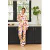 imageEkouaer Silk Pajamas Striped Animal Print Satin Pj Sets Button Down Long Sleeve Silky Pjs Sleepwear Loungewear for WomenChampagne Dessert Dog