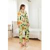imageEkouaer Silk Pajamas Striped Animal Print Satin Pj Sets Button Down Long Sleeve Silky Pjs Sleepwear Loungewear for WomenCoffee Cat