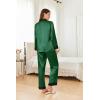 imageEkouaer Silk Pajamas Striped Animal Print Satin Pj Sets Button Down Long Sleeve Silky Pjs Sleepwear Loungewear for WomenDark Green
