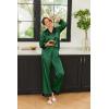 imageEkouaer Silk Pajamas Striped Animal Print Satin Pj Sets Button Down Long Sleeve Silky Pjs Sleepwear Loungewear for WomenDark Green