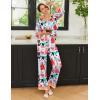 imageEkouaer Silk Pajamas Striped Animal Print Satin Pj Sets Button Down Long Sleeve Silky Pjs Sleepwear Loungewear for WomenDifferent Cute Cat Prints