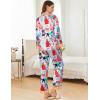 imageEkouaer Silk Pajamas Striped Animal Print Satin Pj Sets Button Down Long Sleeve Silky Pjs Sleepwear Loungewear for WomenDifferent Cute Cat Prints