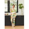 imageEkouaer Silk Pajamas Striped Animal Print Satin Pj Sets Button Down Long Sleeve Silky Pjs Sleepwear Loungewear for WomenDisc Animal
