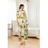 imageEkouaer Silk Pajamas Striped Animal Print Satin Pj Sets Button Down Long Sleeve Silky Pjs Sleepwear Loungewear for WomenDisc Animal