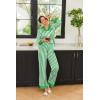 imageEkouaer Silk Pajamas Striped Animal Print Satin Pj Sets Button Down Long Sleeve Silky Pjs Sleepwear Loungewear for WomenGreen and White Stripes