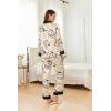 imageEkouaer Silk Pajamas Striped Animal Print Satin Pj Sets Button Down Long Sleeve Silky Pjs Sleepwear Loungewear for WomenHand Drawn Cute Cat