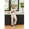 imageEkouaer Silk Pajamas Striped Animal Print Satin Pj Sets Button Down Long Sleeve Silky Pjs Sleepwear Loungewear for WomenHand Drawn Cute Cat