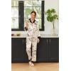 imageEkouaer Silk Pajamas Striped Animal Print Satin Pj Sets Button Down Long Sleeve Silky Pjs Sleepwear Loungewear for WomenHand Drawn Cute Cat