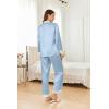 imageEkouaer Silk Pajamas Striped Animal Print Satin Pj Sets Button Down Long Sleeve Silky Pjs Sleepwear Loungewear for WomenLight Blue