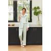 imageEkouaer Silk Pajamas Striped Animal Print Satin Pj Sets Button Down Long Sleeve Silky Pjs Sleepwear Loungewear for WomenLight Green