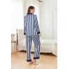 imageEkouaer Silk Pajamas Striped Animal Print Satin Pj Sets Button Down Long Sleeve Silky Pjs Sleepwear Loungewear for WomenNavy Blue and White Stripes