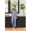 imageEkouaer Silk Pajamas Striped Animal Print Satin Pj Sets Button Down Long Sleeve Silky Pjs Sleepwear Loungewear for WomenNavy Blue and White Stripes