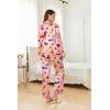 imageEkouaer Silk Pajamas Striped Animal Print Satin Pj Sets Button Down Long Sleeve Silky Pjs Sleepwear Loungewear for WomenPink Dessert Dog